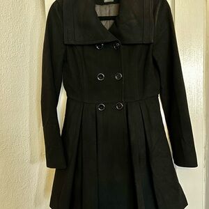 Armani Exchange A/X Vintage Black Double-Breasted Wool-Blend Trench Coat